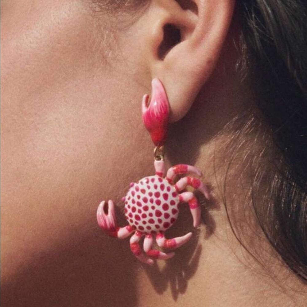 Pink Crab Earrings A1224